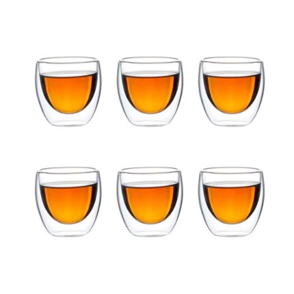 Vasos Doble Pared de Vidrio 80 ml – Estilo y Resistencia para Shots y Espresso