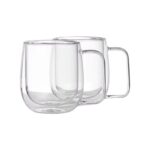 Set tazas 2pzs 250ml doble pared vidrio café - Imagen 2