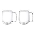 Set tazas 2pzs 250ml doble pared vidrio café
